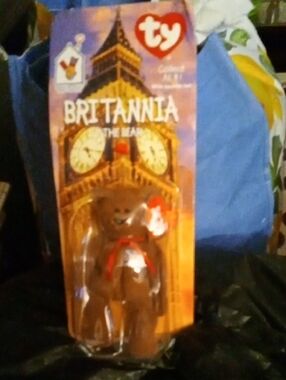 Ty Britannia Brown Bear with Red Ribbon Plush